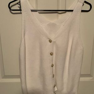 White button down knit tank